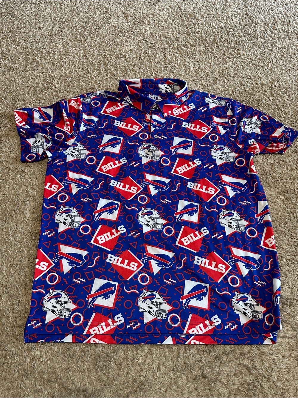 Chubbies Retro Polo Shirt Blue Red White Buffalo Bills Graphic NFL